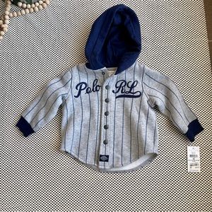 Polo Ralph Lauren Snap Buttons Baseball Jersey Style Baby Jacket Size 12 Months